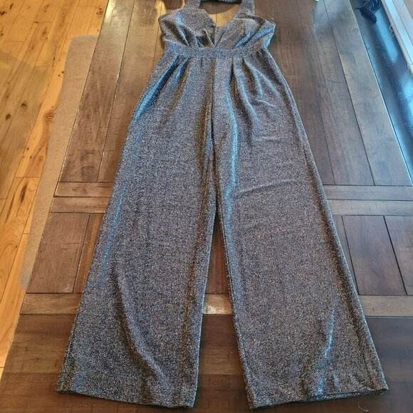 Laundry By Shelli Segal Sparkly Halter Wide-Leg Jumpsuit Size 6 - Picture 1 of 5